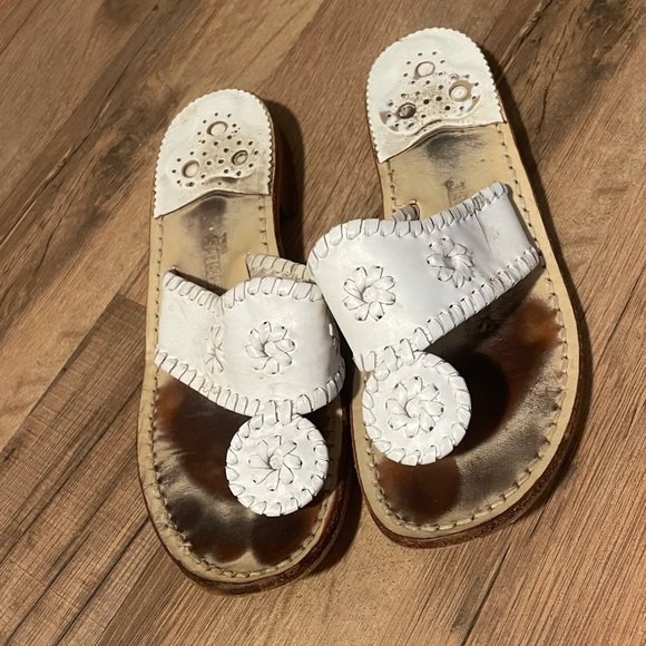 White Leather Sandals, Jack Rogers Size 6 - Picture 2 of 2